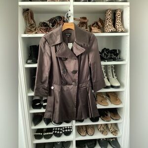 bebe Chocolate Double-Breasted Trench Coat